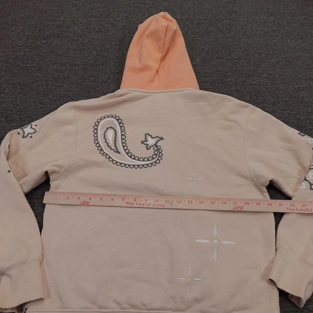 Jordan Hoodie Mens Small Beige Why Not Graphic Paisley Peach Pullover Fleece